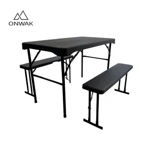 접이식 벤치 의자가 있는 어린이 캠핑 테이블